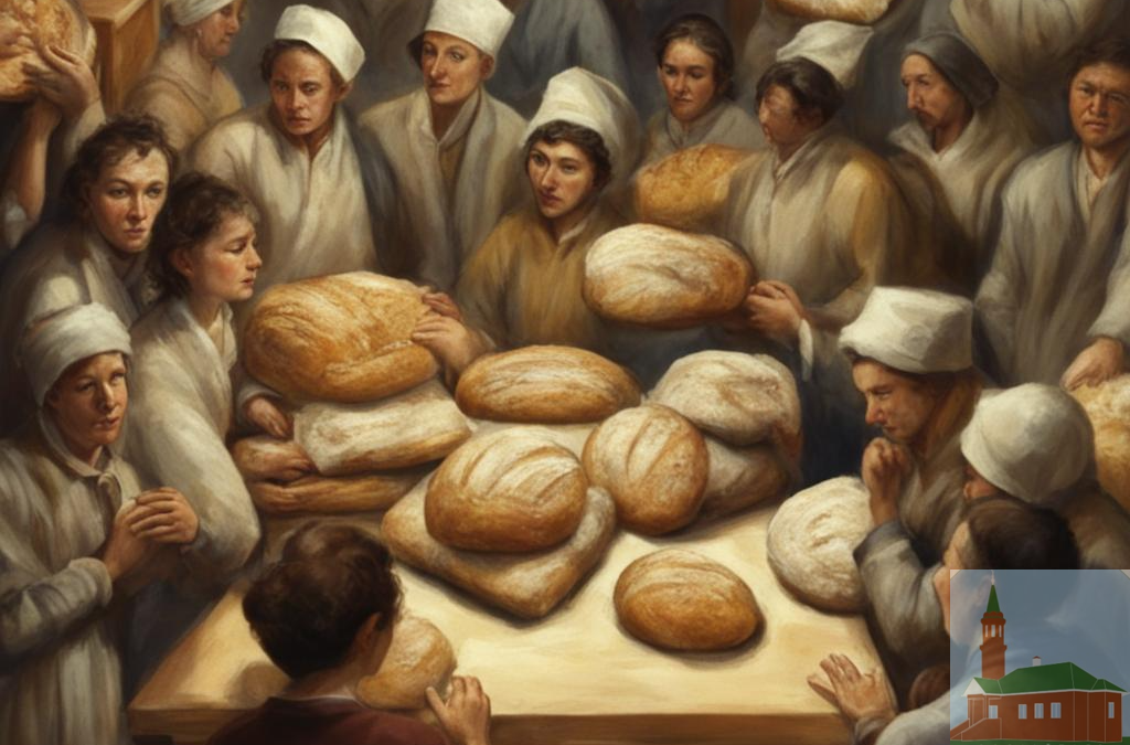 Сара, жена Авраама накормила людей, испекла хлеб.